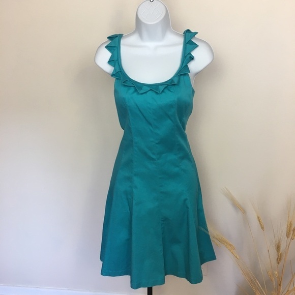 Vintage Unique retro blue sleeveless dress. Size 6 - Picture 5 of 8
